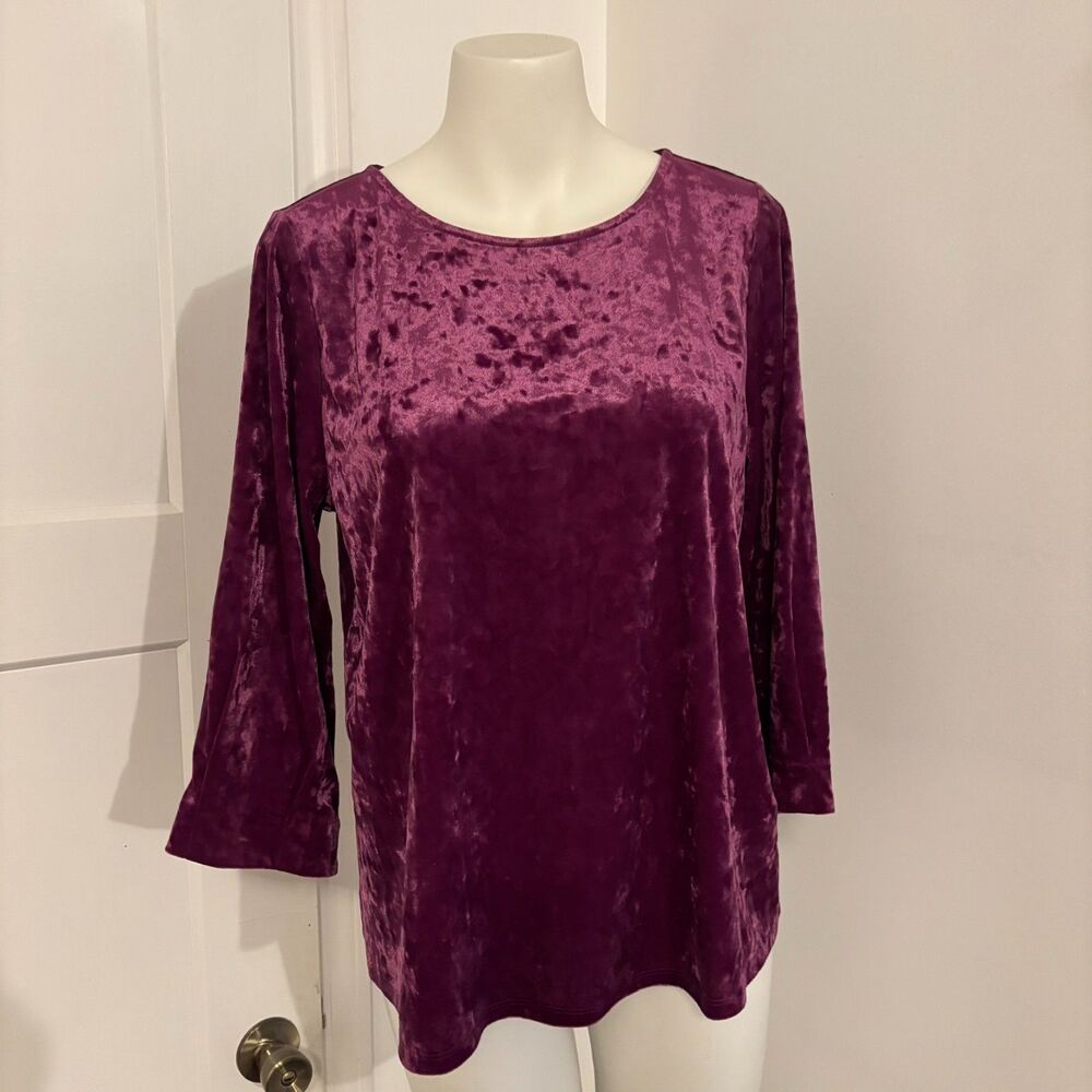 New with Tags J. Jill size Medium Sugarbeet Purple Velvet Long Sleeve Top